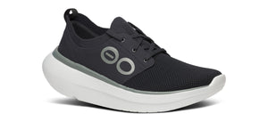 OOFOS Mens OOmy Stride White BLack - รองเท้าเพื่อสุขภาพ นุ่มสบาย